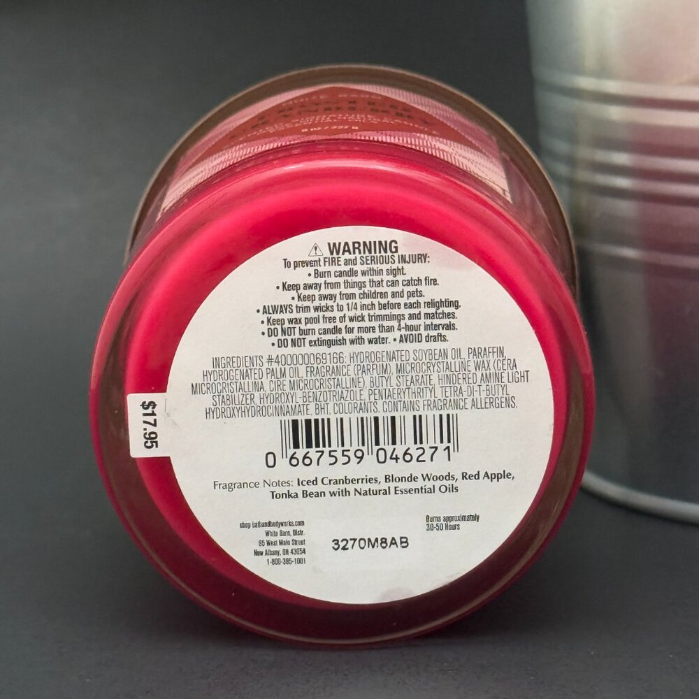 BBW Frosted Cranberry White Barn Bath & Body Works Single Wick Candle - Picture 9 of 10